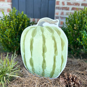 Round Ivory Heirloom Pumpkin Garden Stake