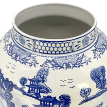 Load image into Gallery viewer, Blue &amp; White Chinoiserie Ceramic Jar 25": Classic Landscape