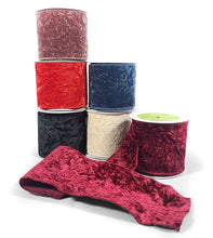 Load image into Gallery viewer, 4" Ivory Crushed Velvet Ribbon (Wired)
