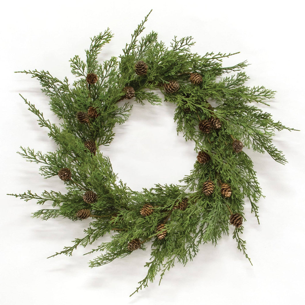 Western Cedar & Pinecone Wreath, 24