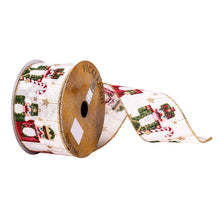 Load image into Gallery viewer, Vickerman 2.5&quot;x10yd Beige/Green Nutcracker Ribbon: 2.5&quot; x 10 yd / Beige / Polyester 100%, wire, woven