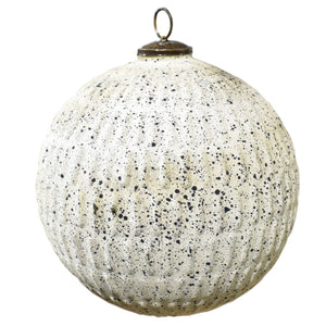 6" Textured White/Gold Ball Ornament