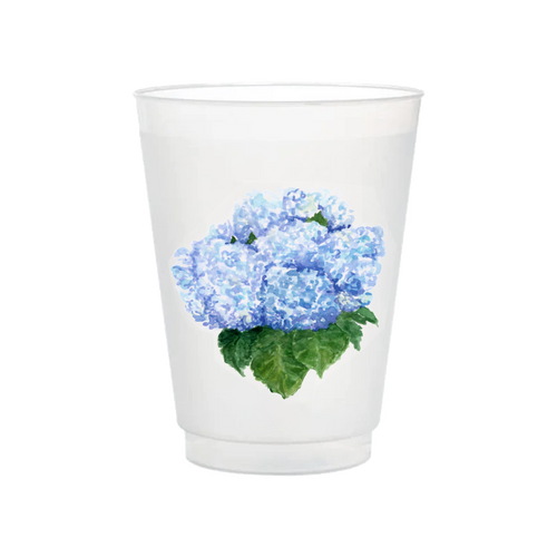 Blue Hydrangea Frosted Cups | Set of 6